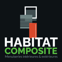 Logo carré d'Habitat Composite, sur fond noir.